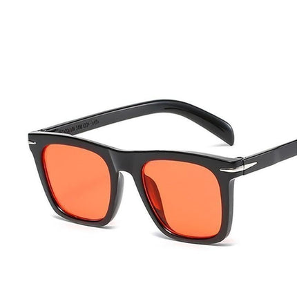 Classic Rivet Square Sunglasses Men Luxury Brand Design Beckham Driving Glasses Vintage Sun Glasses Eyewear - Black Yellow