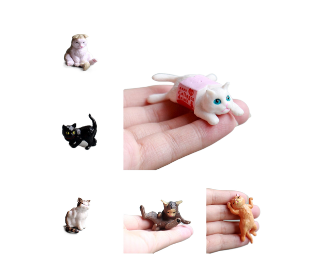 10Pcs Cat Figurine Personalized No Odor Plastic Car Center Console Cat Statue for Desktop-Multicolor