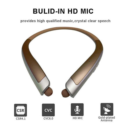 Bluetooth Headphone,Wireless Neckband Headset with Retractable Earbuds
