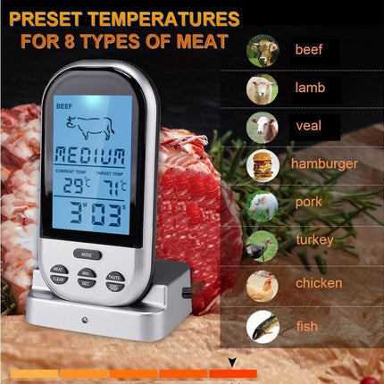 Digital Meat Thermometer - Wireless Remote - Waterproof