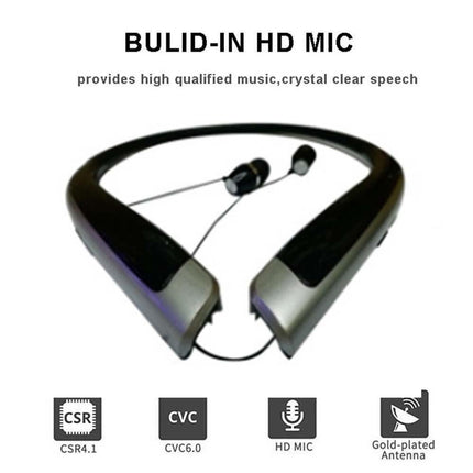 Bluetooth Headphone,Wireless Neckband Headset with Retractable Earbuds