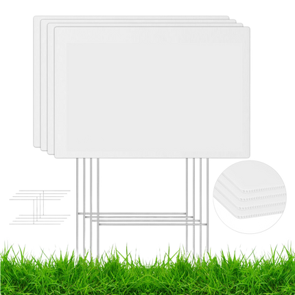 4Pcs Blank Yard Signs with H Stakes - 4pcs