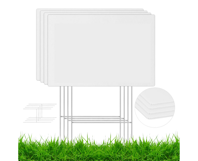 4Pcs Blank Yard Signs with H Stakes