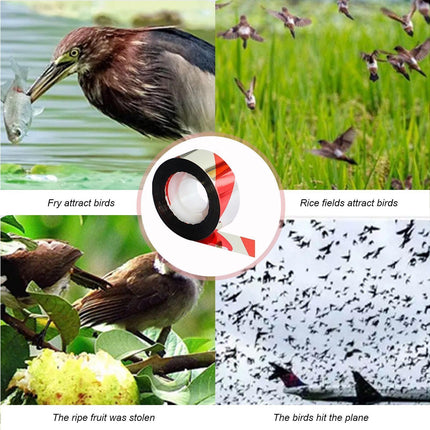 10Pcs Bird Repellent Ribbon Double Side Tape - Silver&Red