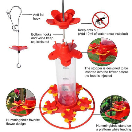 Hanging Feeder Hook Leakproof Hummingbird Feeder - Red
