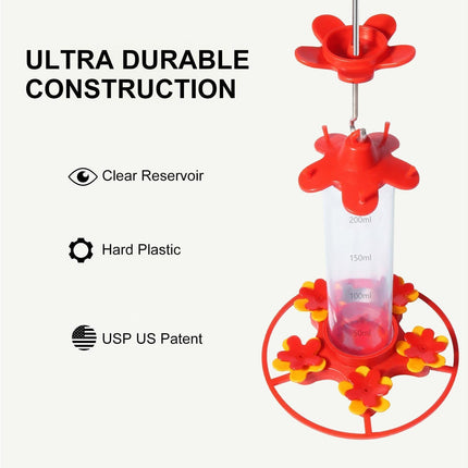 Hanging Feeder Hook Leakproof Hummingbird Feeder - Red