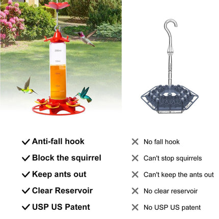 Hanging Feeder Hook Leakproof Hummingbird Feeder - Red