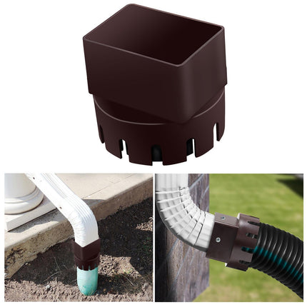 Downspout Adapter Rain Gutter Extender - Brown M