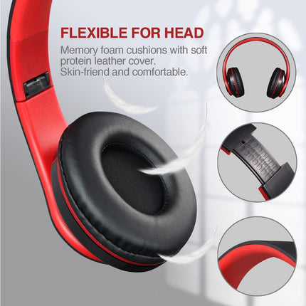 Bluetooth Over Ear Headphones - Stereo Bass - Soft Earmuffs with Built-in Mic for Gym/Office