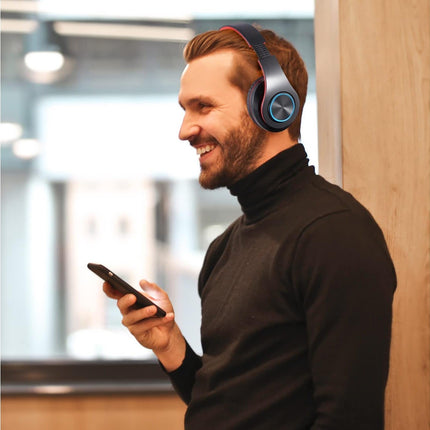 Bluetooth Over Ear Headphones - Stereo Bass - Soft Earmuffs with Built-in Mic for Gym/Office