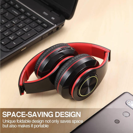 Bluetooth Over Ear Headphones - Stereo Bass - Soft Earmuffs with Built-in Mic for Gym/Office