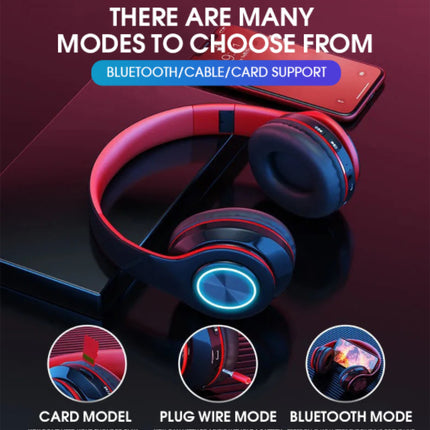 Bluetooth Over Ear Headphones - Stereo Bass - Soft Earmuffs with Built-in Mic for Gym/Office