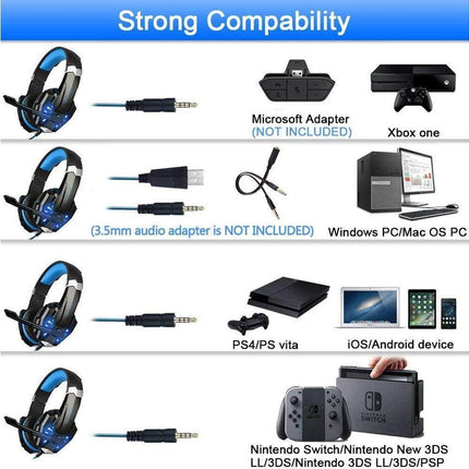 Gaming Headset - Noise Cancelling - Over Ear Headphones with Mic and LED Light