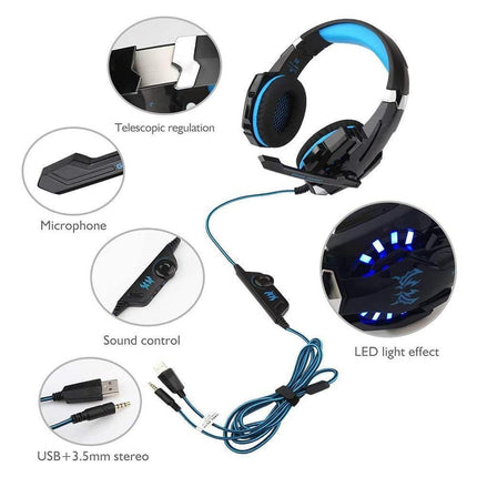 Gaming Headset - Noise Cancelling - Over Ear Headphones with Mic and LED Light