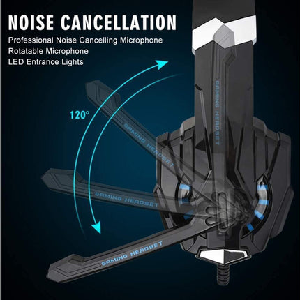Gaming Headset - Noise Cancelling - Over Ear Headphones with Mic and LED Light