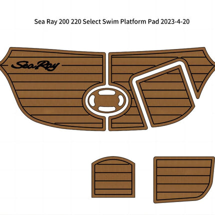 Sea Ray 200/220 Select Swim Platform Pad Boat EVA Foam Faux Teak Deck Floor Mat SeaDek MarineMat Gatorstep Style Self Adhesive