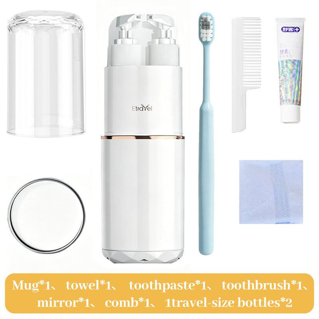 8-in-1 Portable Travel Toiletry Organizer Cup Travel-Sized Toiletry Set for Business Trips and in White