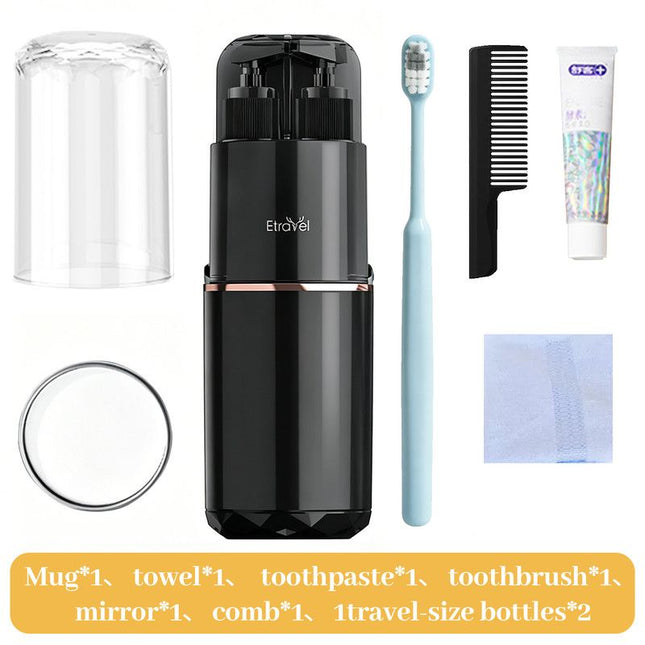 8-in-1 Portable Travel Toiletry Organizer Cup Travel-Sized Toiletry Set for Business Trips and in Black