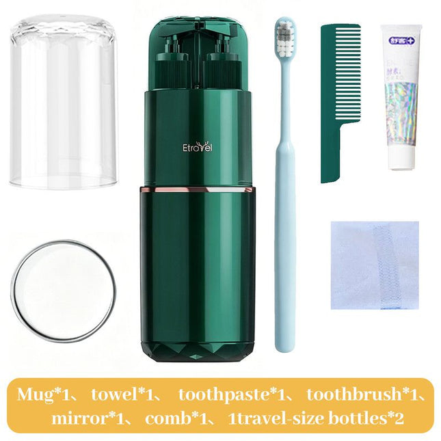 8-in-1 Portable Travel Toiletry Organizer Cup Travel-Sized Toiletry Set for Business Trips and in Green