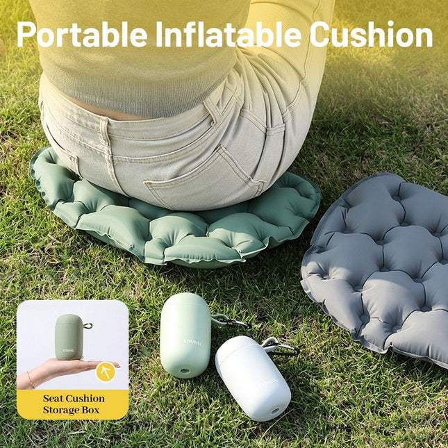 Portable Outdoor Inflatable Seat Cushion Multi-Functional Inflatable Storage Box and Seat Cushion in Green