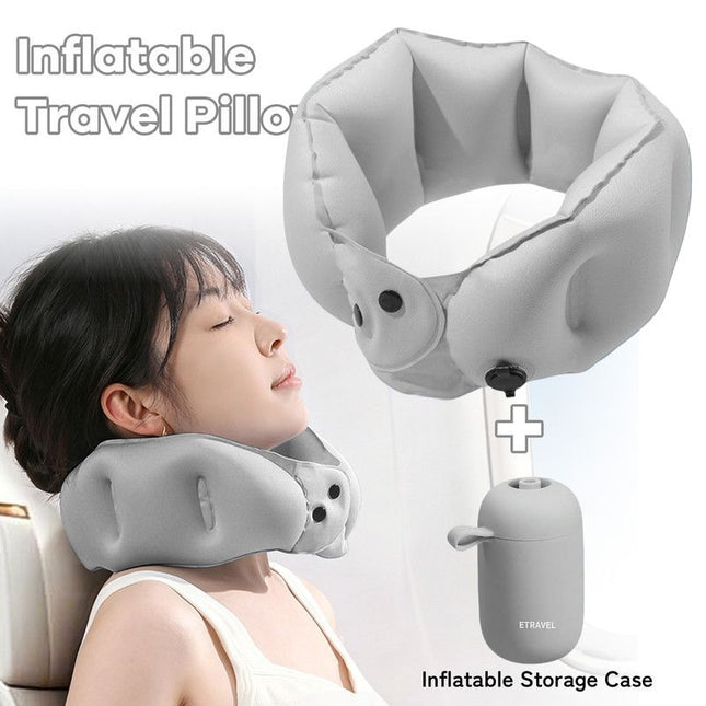 Portable Inflatable Travel Neck Pillow Nap Pillow Comfortable Neck Support for Long Trips Easy to