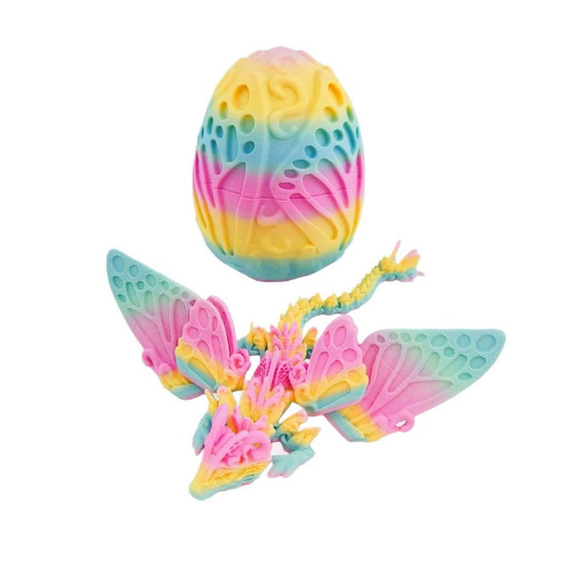 3D Easter Egg Set Articulated Butterfly Dragon Figurine Gradient-Colored Rainbow Dragon Egg Set