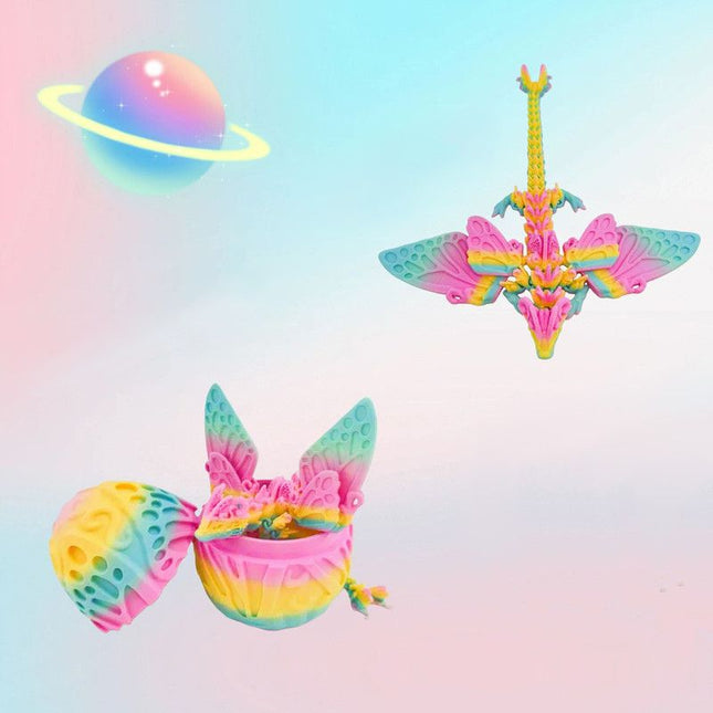 3D Easter Egg Set Articulated Butterfly Dragon Figurine Gradient-Colored Rainbow Dragon Egg Set – product detail