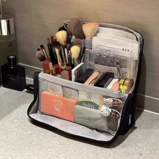 Portable Multi-Functional Toiletry Bag Stand-Up Large-Capacity Storage Bag for Makeup Brushes