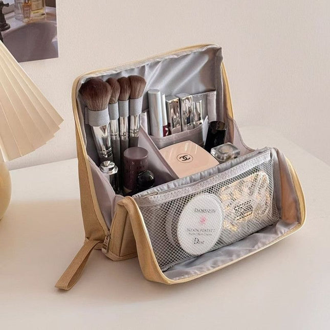 Portable Multi-Functional Toiletry Bag Stand-Up Large-Capacity Storage Bag for Makeup Brushes