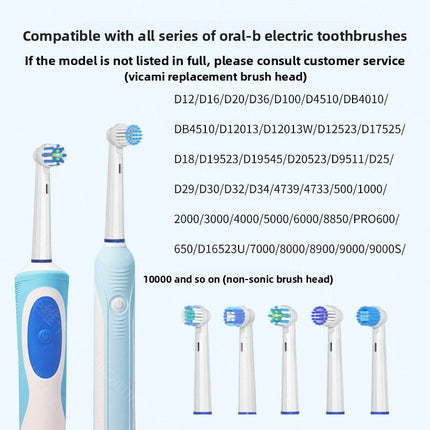 Compatible with replacement brush heads for multiple models of rotary electric toothbrushes. Choose from 5 styles with different functions. High-density, rounded soft-bristle universal brush head set—5-piece set