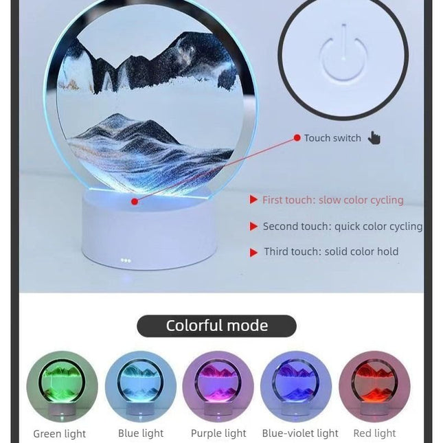Creative 3D Sand Art Night Light Multi-Color Touch-Sensitive Dimmable Desktop Ornament Dual Power – product detail