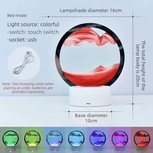Creative 3D Sand Art Night Light Multi-Color Touch-Sensitive Dimmable Desk Ornament Dual Power