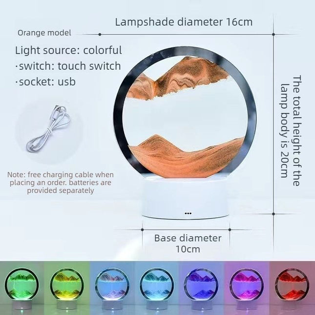 Creative 3D Sand Art Night Light Multi-Color Touch-Sensitive Dimmable Desktop Ornament USB/Battery