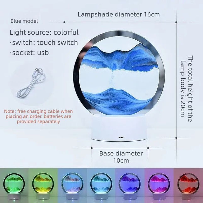 Creative 3D Sand Art Night Light Colorful Touch-Sensitive Dimmable Desktop Ornament USB/Battery
