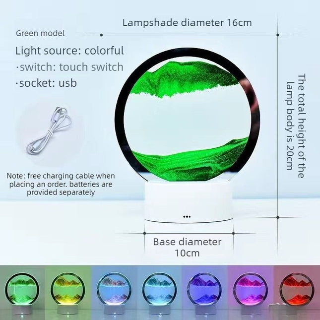 Creative 3D Sand Art Night Light Multi-Color Touch-Sensitive Dimmable Desk Ornament Dual Power