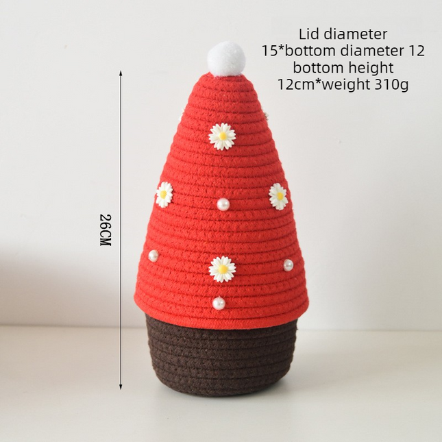 Christmas-themed cotton yarn woven storage basket Christmas tree-shaped desktop storage box with