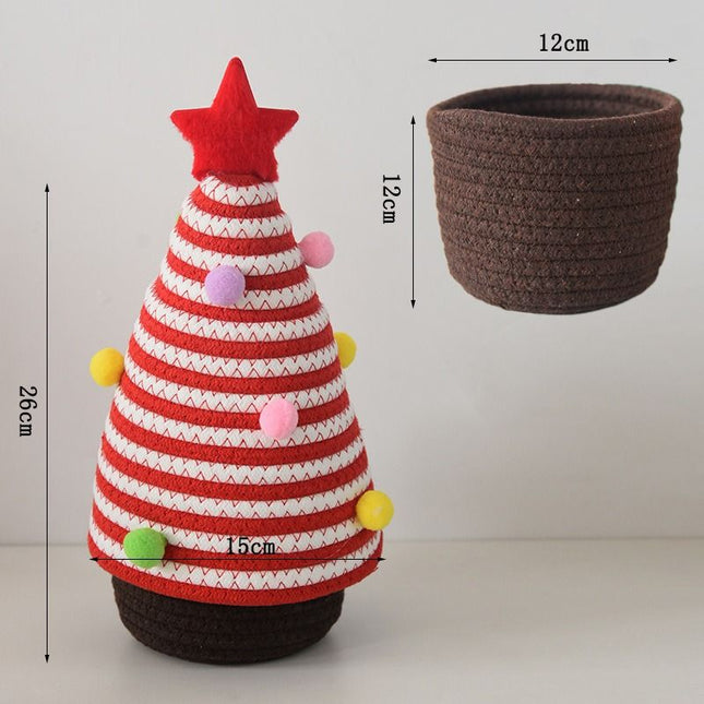 Christmas-themed cotton yarn woven storage basket Christmas tree-shaped desktop storage box with