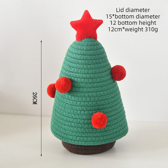 Christmas-themed cotton yarn woven storage basket Christmas tree-shaped desktop storage box with