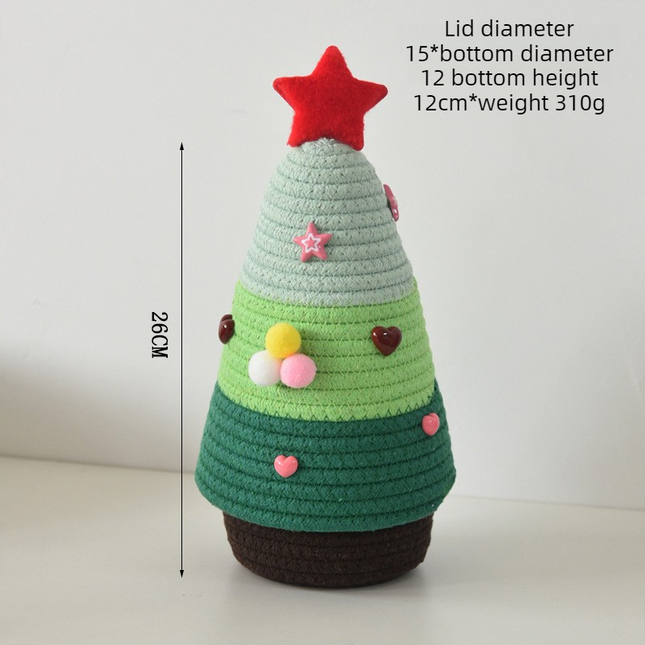 Christmas-themed cotton yarn woven storage basket Christmas tree-shaped desktop storage box with