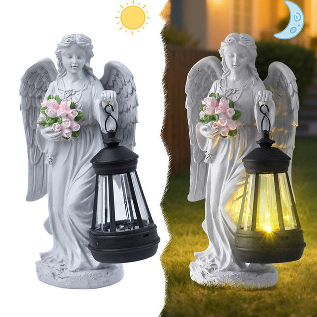 Solar-Powered Angel Lantern Outdoor Light Resin Waterproof Garden Decorative Light Walkway and Lawn Mood