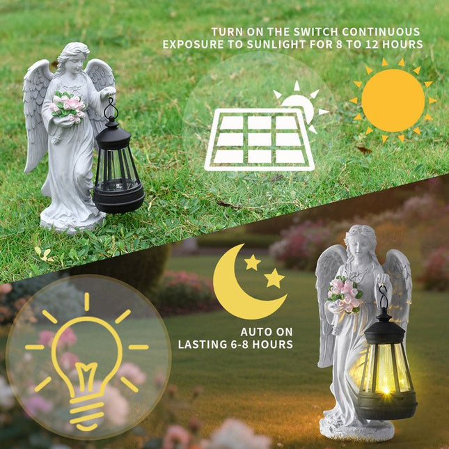 Solar-Powered Angel Lantern Outdoor Light Resin Waterproof Garden Decorative Light Walkway and Lawn Mood – product detail