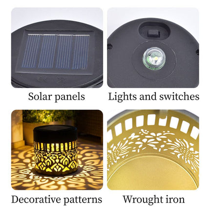 Solar-Powered Wrought Iron Mandala Pattern Openwork Projection Light, Courtyard and Garden Mood Light, Outdoor Waterproof Wrought Iron Garden Light, Lawn Night Light - 1-Pack