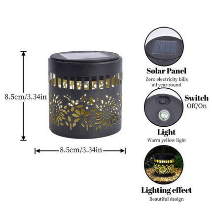 Solar-Powered Wrought Iron Sunflower-Patterned Openwork Projection Light, Courtyard and Garden Mood Light, Outdoor Waterproof Wrought Iron Garden Light, Lawn Night Light - 1-Pack