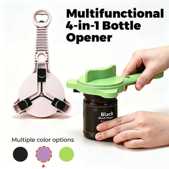 4-in-1 Multi-Function Can Opener Essential Kitchen Tool for Opening Lids Multi-Size Bottle Opener