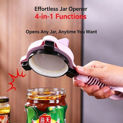 4-in-1 Multi-Function Can Opener, Essential Kitchen Tool for Opening Lids, Multi-Size Bottle Opener - Purple