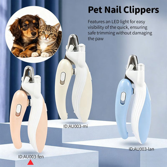 Pet Nail Clippers with Light Splatter-Proof and Safe Universal Tool for Cats and Dogs LED Light for