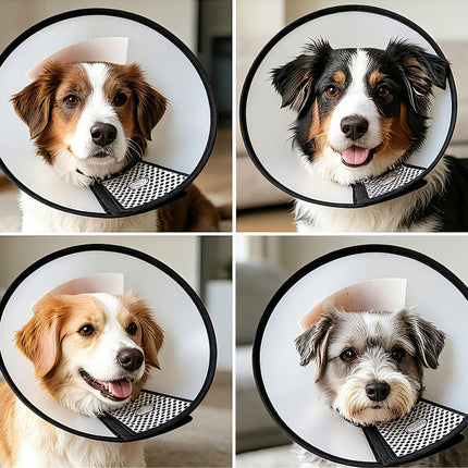 Classic Elizabethan Collar - Anti-Licking Collar - Multiple Sizes - Adjustable - Bite-Resistant - Transparent - Flea & Tick Prevention & Anti-Licking - Velcro Closure - For Cats & Dogs -18-21CM - 1 Piece