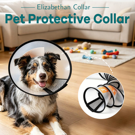Classic Elizabethan Collar - Anti-Licking Collar - Multiple Sizes - Adjustable - Bite-Resistant - Transparent - Flea & Tick Prevention & Anti-Licking - Velcro Closure - For Cats & Dogs -16-19CM - 1 Piece