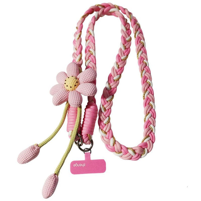 1PC Crossbody Phone Strap Adjustable Anti-Theft Phone Lanyard Unisex Essential for Travel Pink and white