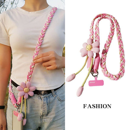 1PC Crossbody Phone Strap, Adjustable Anti-Theft Phone Lanyard, Unisex, Essential for Travel,Pink and white